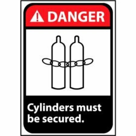 NATIONAL MARKER CO Danger Sign 14x10 Aluminum - Cylinders Must Be Secured DGA37AB